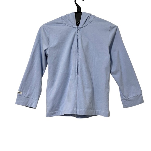 Vintage Y2K Abercrombie & Fitch Light Blue 1/2 Zip 3/4 Sleeve Hoodie Size Medium - Picture 1 of 5